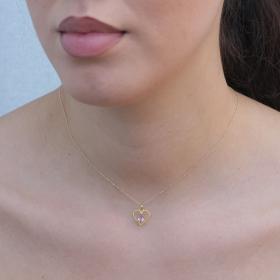 Κολιέ Καρδιά Χρυσός Κ14 με Ροζ Ζιργκόν SKU-74355