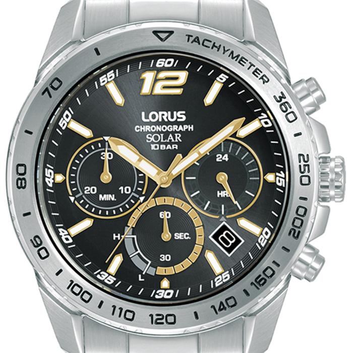 LORUS Sports Solar Black & Silver Bracelet