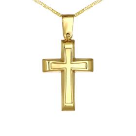 Μοντέρνος Σταυρός Ανδρικός Χρυσός Κ9 SKU-74437
