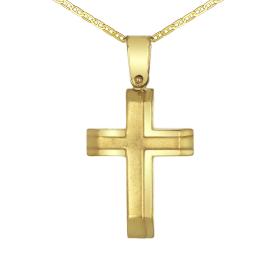 Μοντέρνος Σταυρός Ανδρικός Χρυσός Κ9 SKU-74468