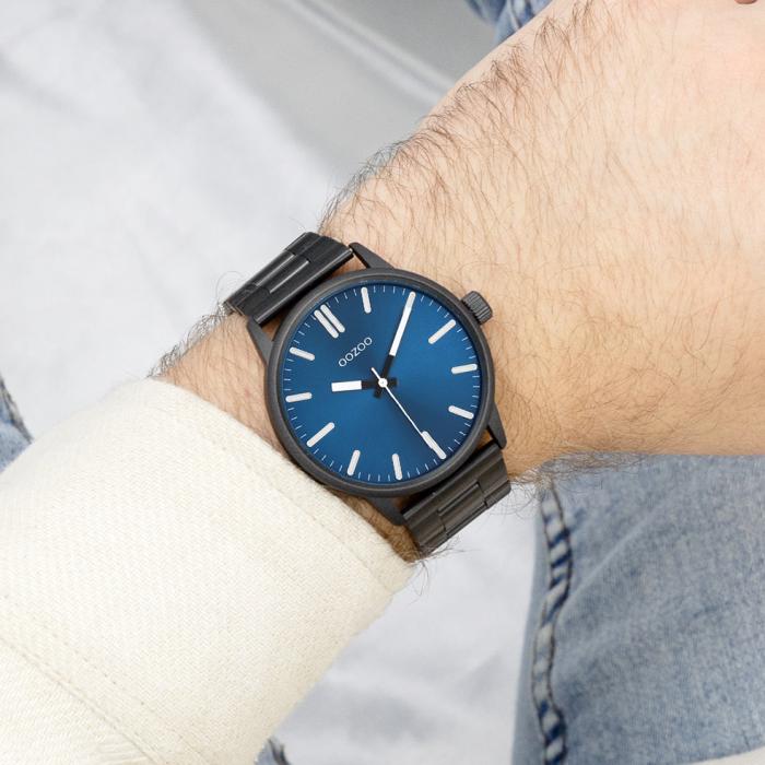 OOZOO Blue Dial & Black Stainless Steel Bracelet