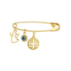 Παιδική Παραμάνα με Αγγελάκι, Κωνσταντινάτο και Ματάκι Ασήμι 925° SKU-74721