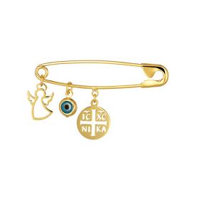 Παιδική Παραμάνα με Αγγελάκι, Κωνσταντινάτο και Ματάκι Χρυσός Κ14 SKU-74723