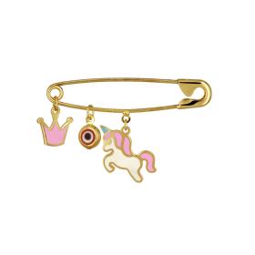 Παιδική Παραμάνα με Κορώνα & Μονόκερο Χρυσός Κ9 SKU-74909