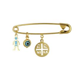 Παιδική Παραμάνα με Κωνσταντινάτο, Αγοράκι & Ματάκι Χρυσός Κ14 SKU-74867