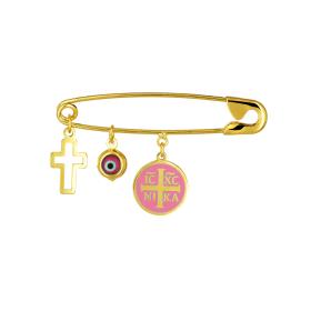 Παιδική Παραμάνα με Κωνσταντινάτο & Σταυρό Ασήμι 925° SKU-74911