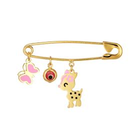 Παιδική Παραμάνα με Πεταλούδα & Ελαφάκι Χρυσός Κ9 SKU-74903