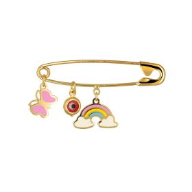 Παιδική Παραμάνα με Πεταλούδα & Ουράνιο Τόξο Ασήμι 925° SKU-74899