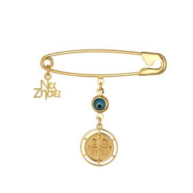 Παραμάνα με Ευχή, Ματάκι & Κωνσταντινάτο Χρυσός Κ14 SKU-74720