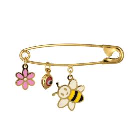 Παραμάνα με Μέλισσα, Λουλούδι & Ματάκι Χρυσός Κ9 SKU-74891