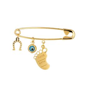 Παραμάνα με Πατουσάκι, Πέταλο & Ματάκι Ασήμι 925° SKU-74684