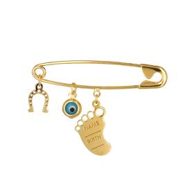 Παραμάνα με Πατουσάκι, Πέταλο & Ματάκι Χρυσός Κ14 SKU-74686