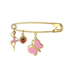 Παραμάνα με Πεταλούδα, Μπαλαρίνα & Ματάκι Χρυσός Κ9 SKU-74894