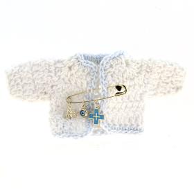 Παιδική Παραμάνα με Ευχή, Σταυρό & Ματάκι Ασήμι 925° SKU-74840