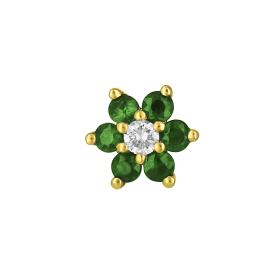 Σκουλαρίκι Μύτης Καρφωτό Χρυσός Κ18 με Σμαράγδια & Διαμάντι SKU-74109