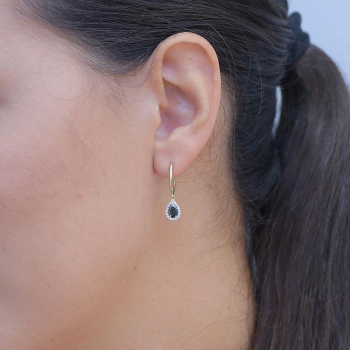 Σκουλαρίκια Κρεμαστά Δάκρυ με Μαύρο Διαμάντι Χρυσός Κ18 SKU-74255