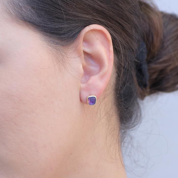 Σκουλαρίκια με Αμέθυστο Χρυσός Κ18 SKU-74531