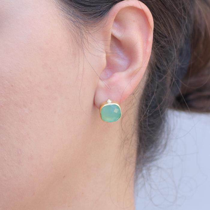 Σκουλαρίκια με Quartz Aventurine Χρυσός Κ18 SKU-74532