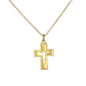 Σταυρός Γυναικείος Διπλής Όψης Χρυσός Κ9 SKU-74319