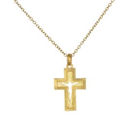 Σταυρός Γυναικείος Διπλής Όψης Χρυσός Κ9 SKU-74319