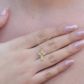 Σταυρός Γυναικείος Διπλής Όψης Χρυσός Κ9 SKU-74319