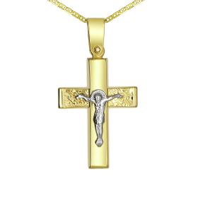Σταυρός με Τον Εσταυρωμένο Χρυσός & Λευκόχρυσος Κ9 SKU-74493