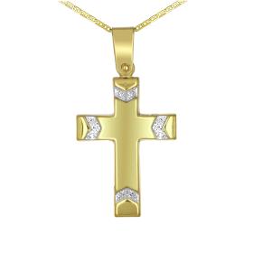Σταυρός Μοντέρνος Χρυσός & Λευκόχρυσος Κ9 SKU-74486
