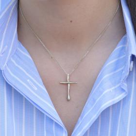 Σταυρός Γυναικείος Χρυσός Κ14 με Λουστρέ Φινίρισμα SKU-74253