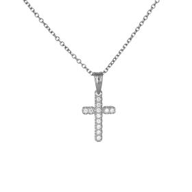 Σταυρός Λευκόχρυσος Κ9 με Λευκά Ζιργκόν SKU-74313