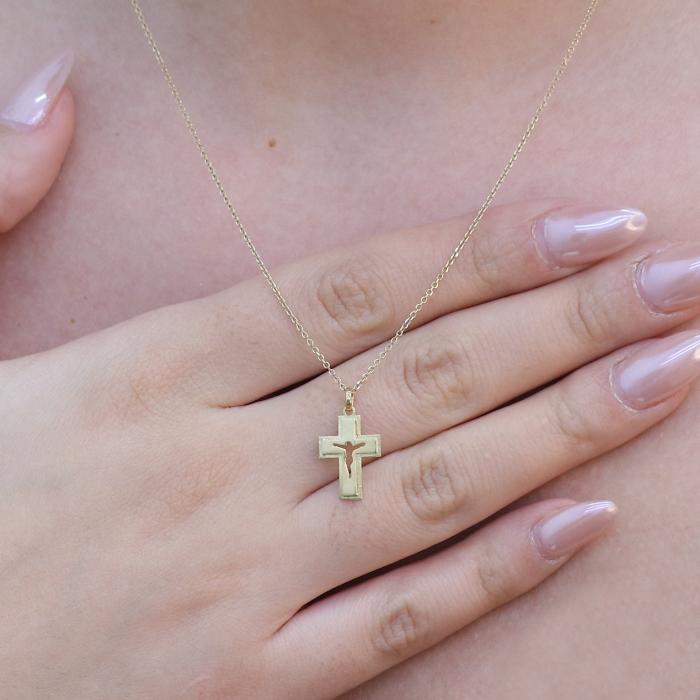 Σταυρός Γυναικείος Διπλής Όψης Χρυσός Κ9 SKU-74319