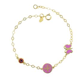 Βραχιόλι με Κωνσταντινάτο, Ματάκι & Πεταλούδα Ασήμι 925° SKU-75146