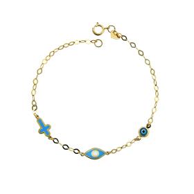 Βραχιόλι με Σταυρό & Ματάκια Ασήμι 925° SKU-75169