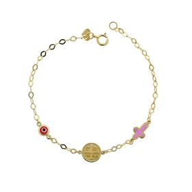 Βραχιόλι με Σταυρό, Κωνσταντινάτο & Ματάκι Χρυσός Κ9 SKU-75151