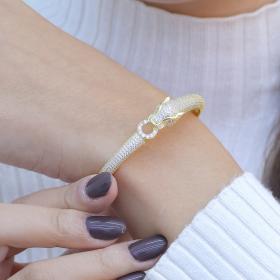 Βραχιόλι Πάνθηρας Ασήμι 925° με Ζιργκόν & Κίτρινο Επιχρύσωμα SKU-75624