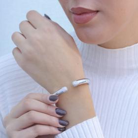 Βραχιόλι Χειροπέδα με Ζιργκόν Ασήμι 925° SKU-75625