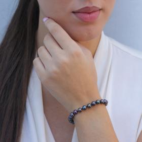 Βραχιόλι Μαύρο Μαργαριταρένιο με Κούμπωμα 14 Καρατίων SKU-75211