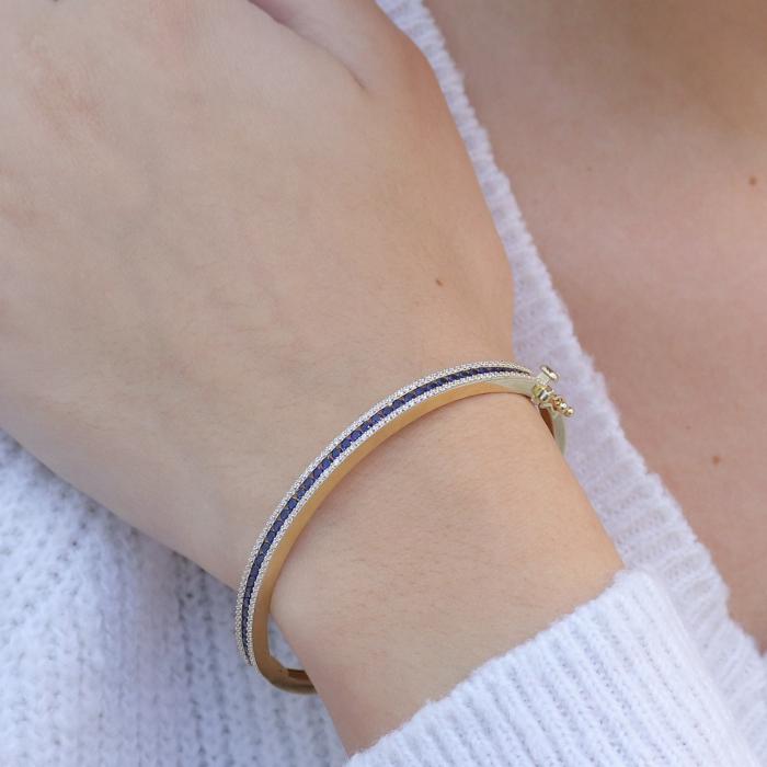 Βραχιόλι Χειροπέδα με Ζιργκόν Χρυσός Κ14 SKU-75402