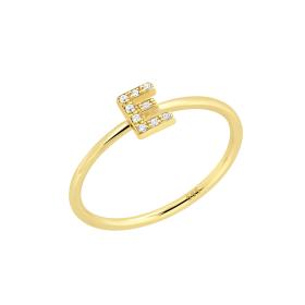 Δαχτυλίδι Μονόγραμμα ''Ε'' Χρυσός Κ14 με Ζιργκόν SKU-75064