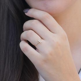 Δαχτυλίδι Μονόγραμμα ''Ε'' Χρυσός Κ14 με Ζιργκόν SKU-75064