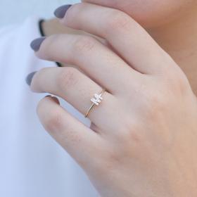 Δαχτυλίδι Μονόγραμμα ''Μ'' Χρυσός Κ14 με Λευκά Ζιργκόν SKU-75059