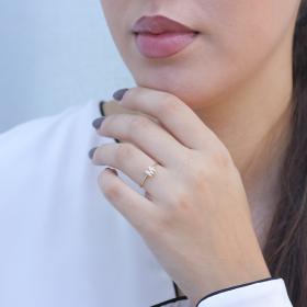 Δαχτυλίδι Μονόγραμμα ''Μ'' Χρυσός Κ14 με Λευκά Ζιργκόν SKU-75059