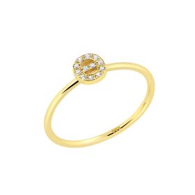 Δαχτυλίδι Μονόγραμμα ''Θ'' με Ζιργκόν Χρυσός Κ14 SKU-75063