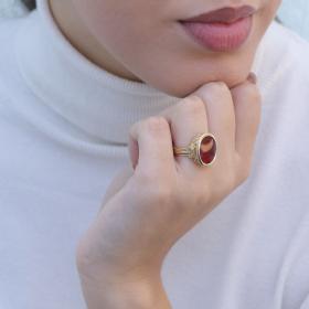 Δαχτυλίδι Χρυσός Κ18 με Κορνεόλη SKU-75644