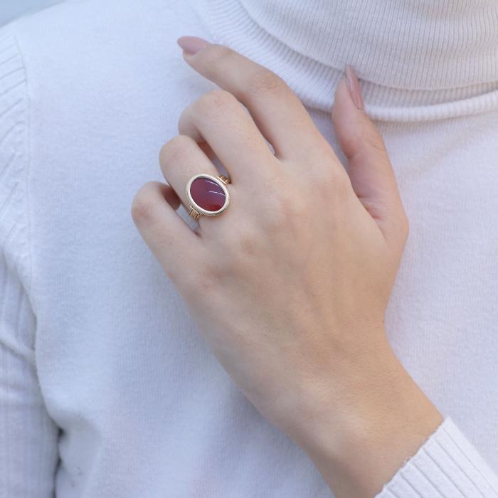 Δαχτυλίδι Χρυσός Κ18 με Κορνεόλη SKU-75644