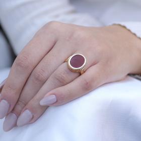 Δαχτυλίδι Χρυσός Κ18 με Κορνεόλη SKU-75644