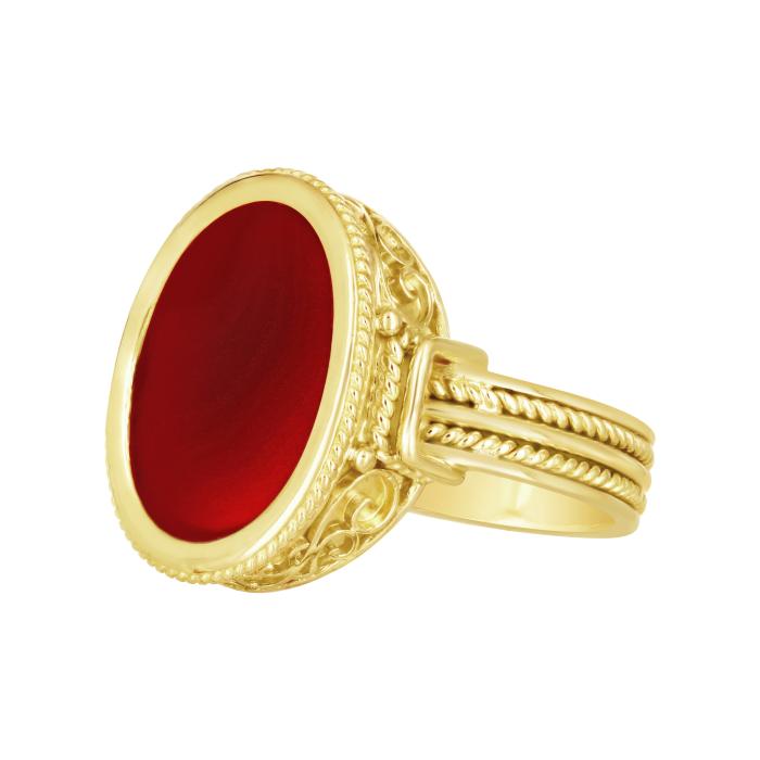 Δαχτυλίδι Χρυσός Κ18 με Κορνεόλη SKU-75644