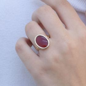 Δαχτυλίδι Χρυσός Κ18 με Κορνεόλη SKU-75644