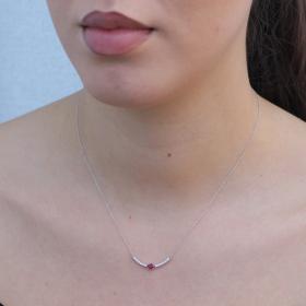 Κολιέ Λευκόχρυσος Κ18 με Ρουμπίνι & Διαμάντια SKU-75739