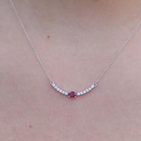 Κολιέ Λευκόχρυσος Κ18 με Ρουμπίνι & Διαμάντια SKU-75739