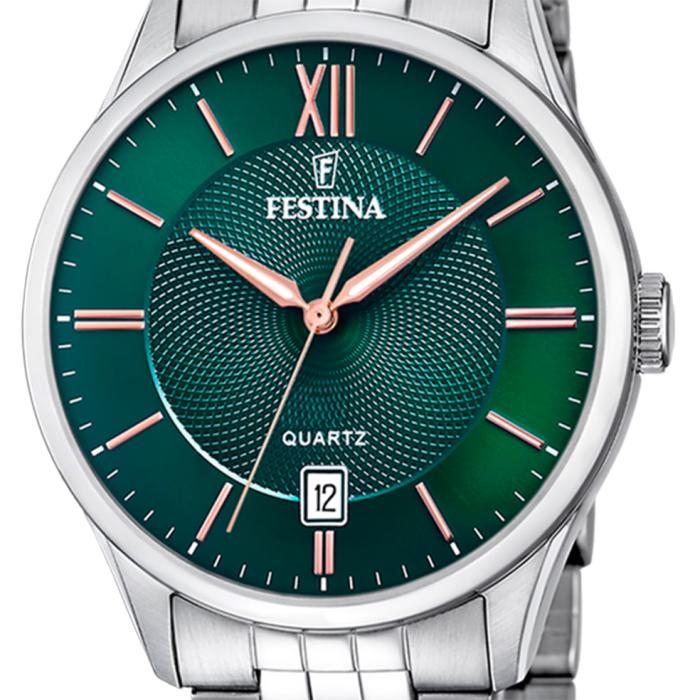 FESTINA Green Dial & Silver Bracelet